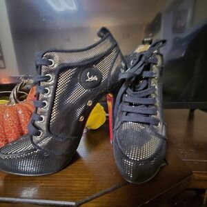 Christian Louboutin Black and Silver Heels